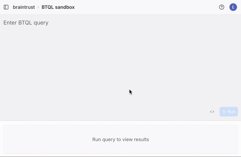 BTQL sandbox