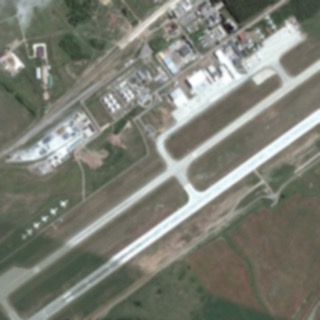 Blur, radius 2 version of airport_128.jpg, labeled Airport