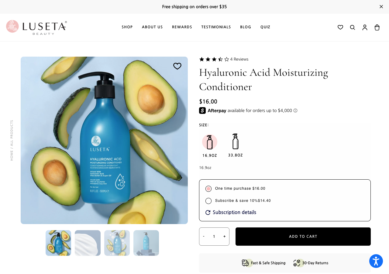 Top of the Hyaluronic Acid Moisturizing Conditioner (Luseta Beauty), 16.9 oz product page