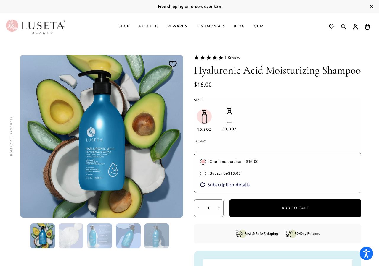 Top of the Hyaluronic Acid Moisturizing Shampoo product page