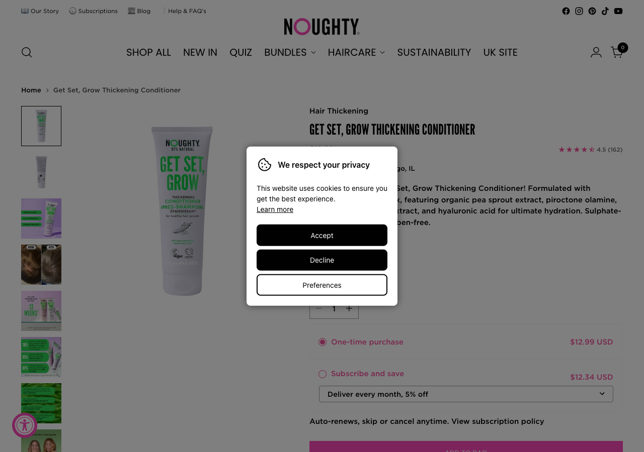 Top of the Noughty Get Set, Grow Thickening Conditioner product page